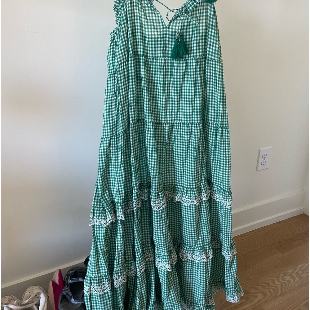 J. Crew Green Gingham Maxi Dress spring/summer